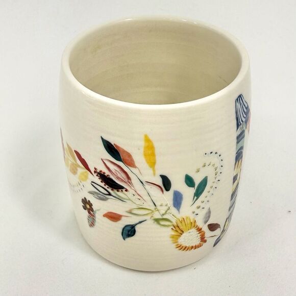 Anthropologie Starla M. Halfmann Petal Pallette Monogram N Floral Artisan Mug - Picture 7 of 16